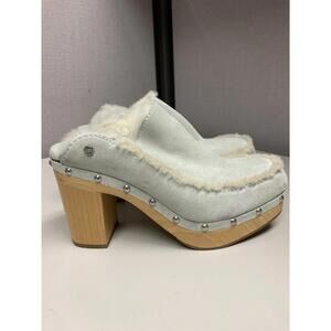 UGG Women's Grey Fur Mule Heel Size 7